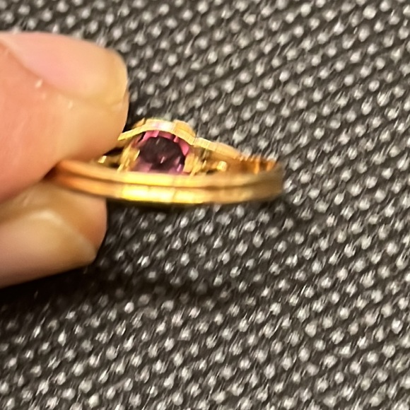 1AR UnoAerre UnoAR Italy 750 18K Gold Pink Stone Ring Size 7 - Picture 7 of 7